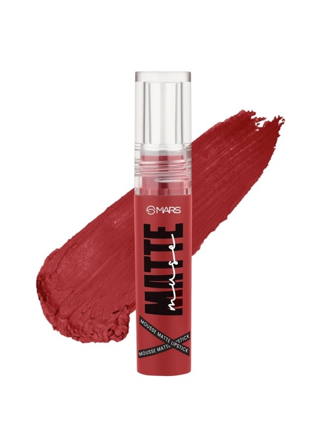 MARS Matte Muse Mousse Lipstick (3ml) (15-ROYAL HIGHNESS) with Doe-Foot Applicator | Highly Pigmented | Smooth Texture | Hydrating Formula | Blurry Lips Effect - Image 1